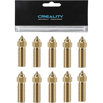 Creality 10 Pieces K1 Brass Nozzle Set 3D Printer 10 Pieces High Flow 0.4 mm Nozzles Kit for K1 K1 Max