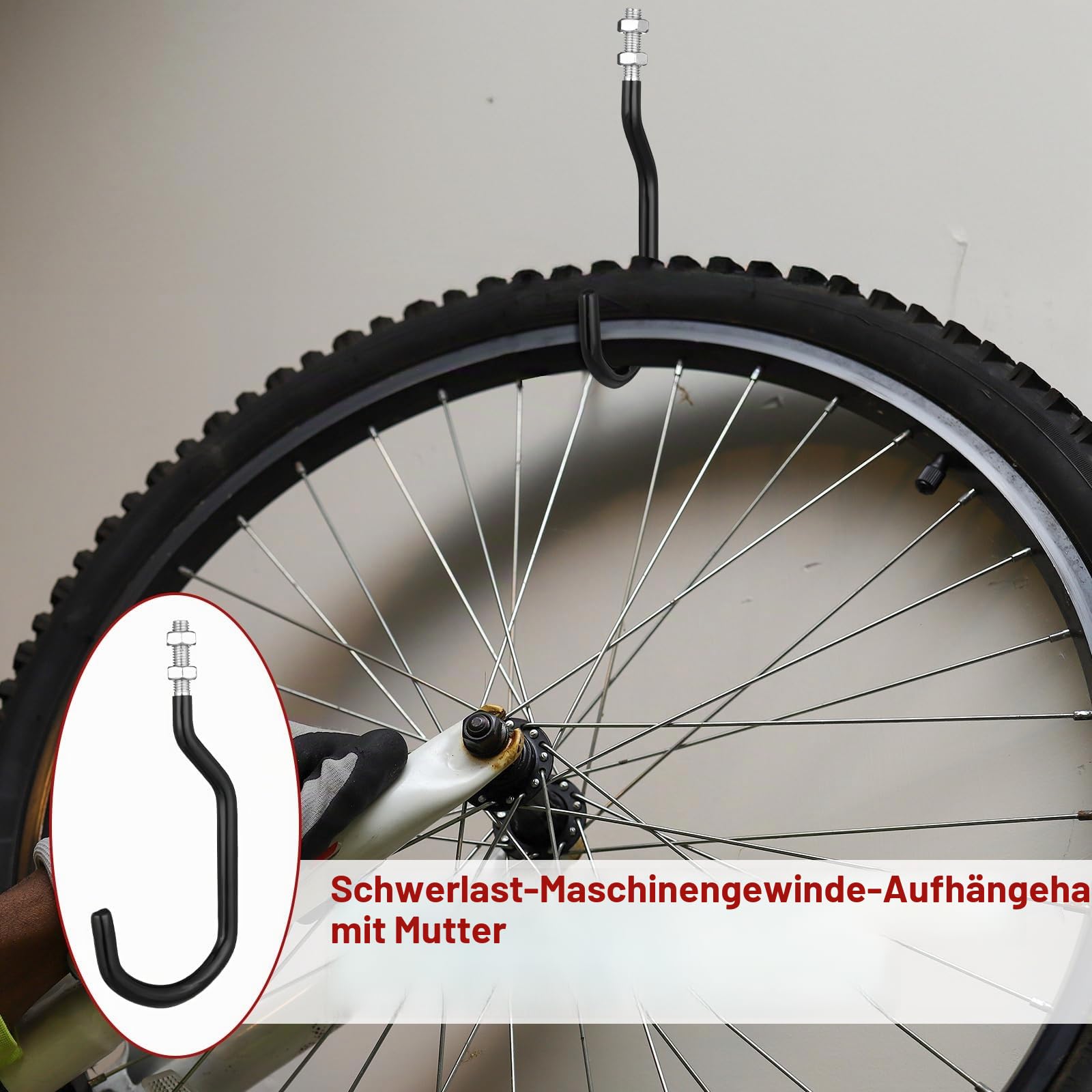 Shimeyao 8 Stück Maschinengewinde Fahrrad Aufbewahrungshaken, 8,9 cm