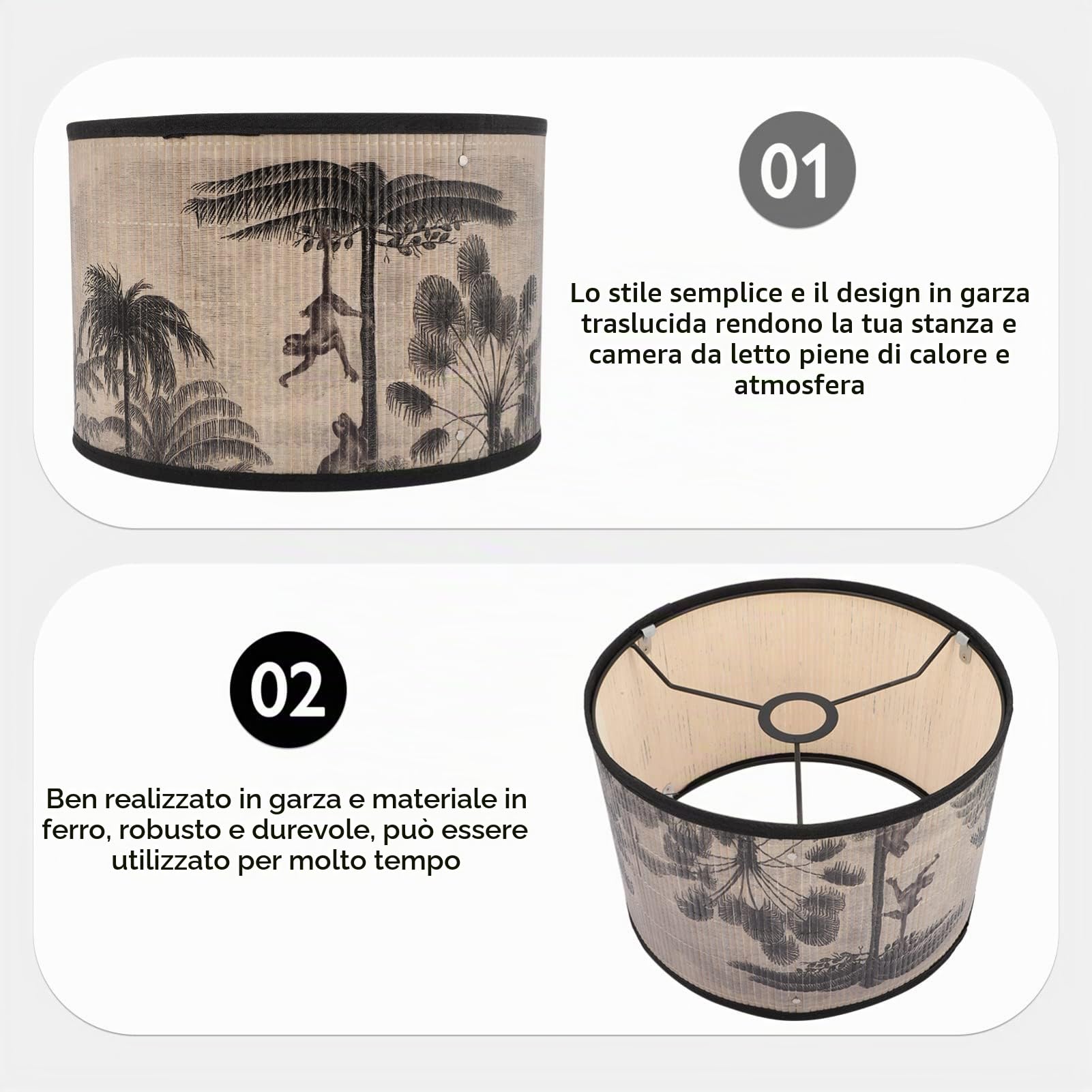 Uonlytech Paralume Retro Vintage Lampada a Sospensione Paralume Tamburo Per Lampadario Pendente Copertura Luce Soffitto Per Soggiorno Studio Ufficio