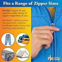Vista 3 de FixNZip Paquete de reparación de cremallera de níquel negro pequeño, mediano y grande Reemplazo universal sin costuras deslizante para todas