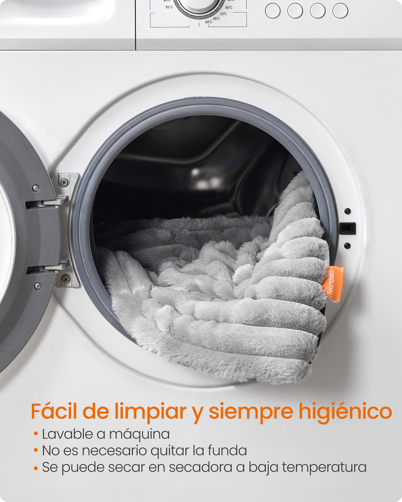 Feandrea Coperta per Cani, L, 90 x 65 cm, Coperta per Animali Domestici, Utilizzabile da Entrambi Lati, Copridivano per Cani e Gatti Lavabile in Lavatrice, Grigio Tortora PPB043GD01