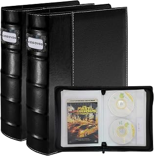 PU Leather CD/DVD Storage Binder with Zipper - 2 Pack