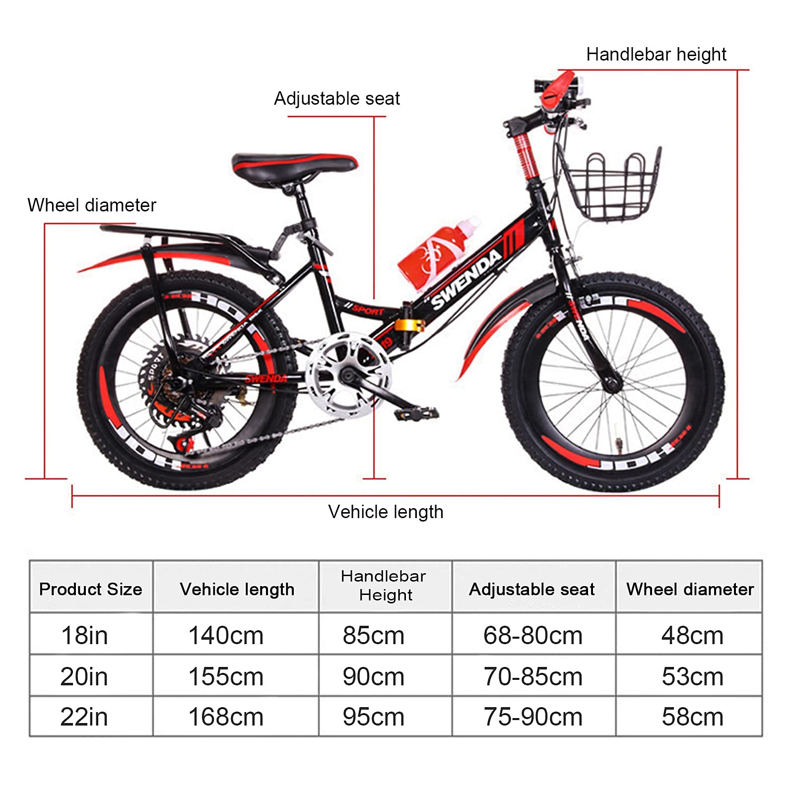 Vélo de montagne pliable 18 pouces (20 pouces/22 pouces) pour garçons et filles, hauteur de siège réglable, convient aux enfants et aux adultes de plus de 10 ans, sports de plein air (bleu 22 pouces)