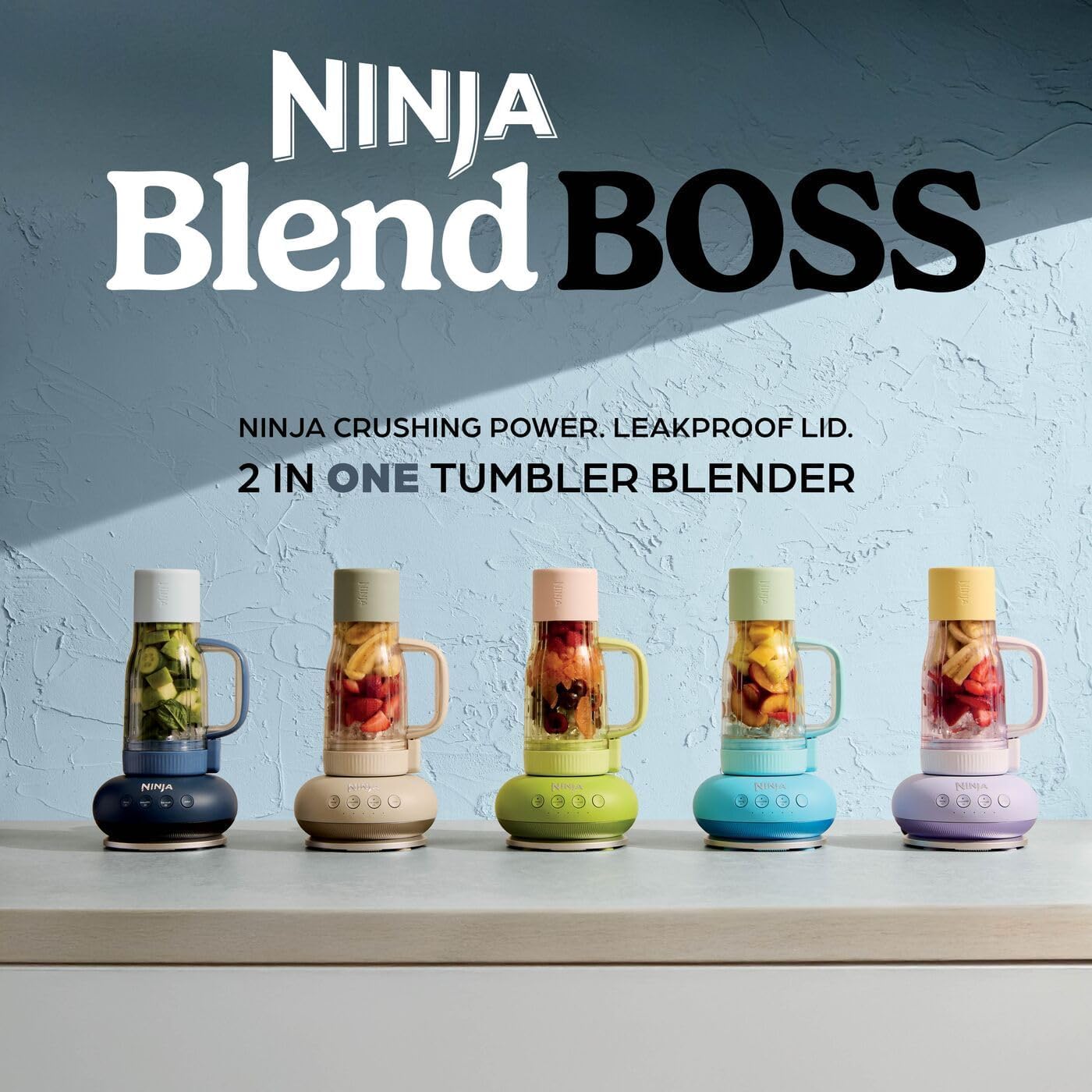 Ninja BlendBoss Blender con bicchiere portatile, frullatore personale con bicchiere da viaggio rimovibile, 3 modalità preimpostate automaticamente, Stone DB351UKST