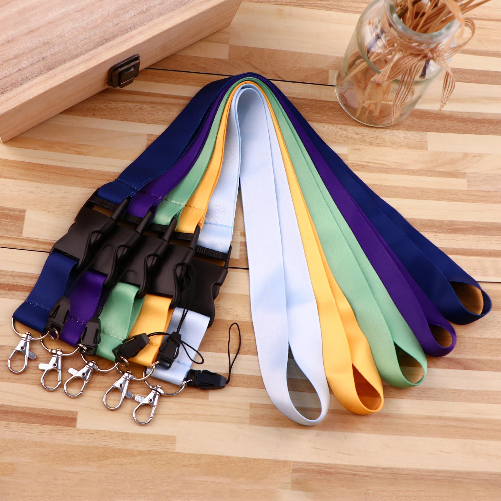 juanooo Navy Blue Neck Lanyard for Keys & ID Card Holder Cool Flat Key Lanyard for Men Women Teachers Staff for ID Badges Plain Breakaway Badge Keychain Lanyard Strap - Image 3