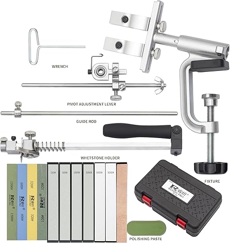 Miniatura 9 de CWOVRS Kit de afilado de cuchillos, sistema de afilado de cuchillos guiado RX-009, rotación de giro de 360, clip de cuchillo ajustable y de ángulo