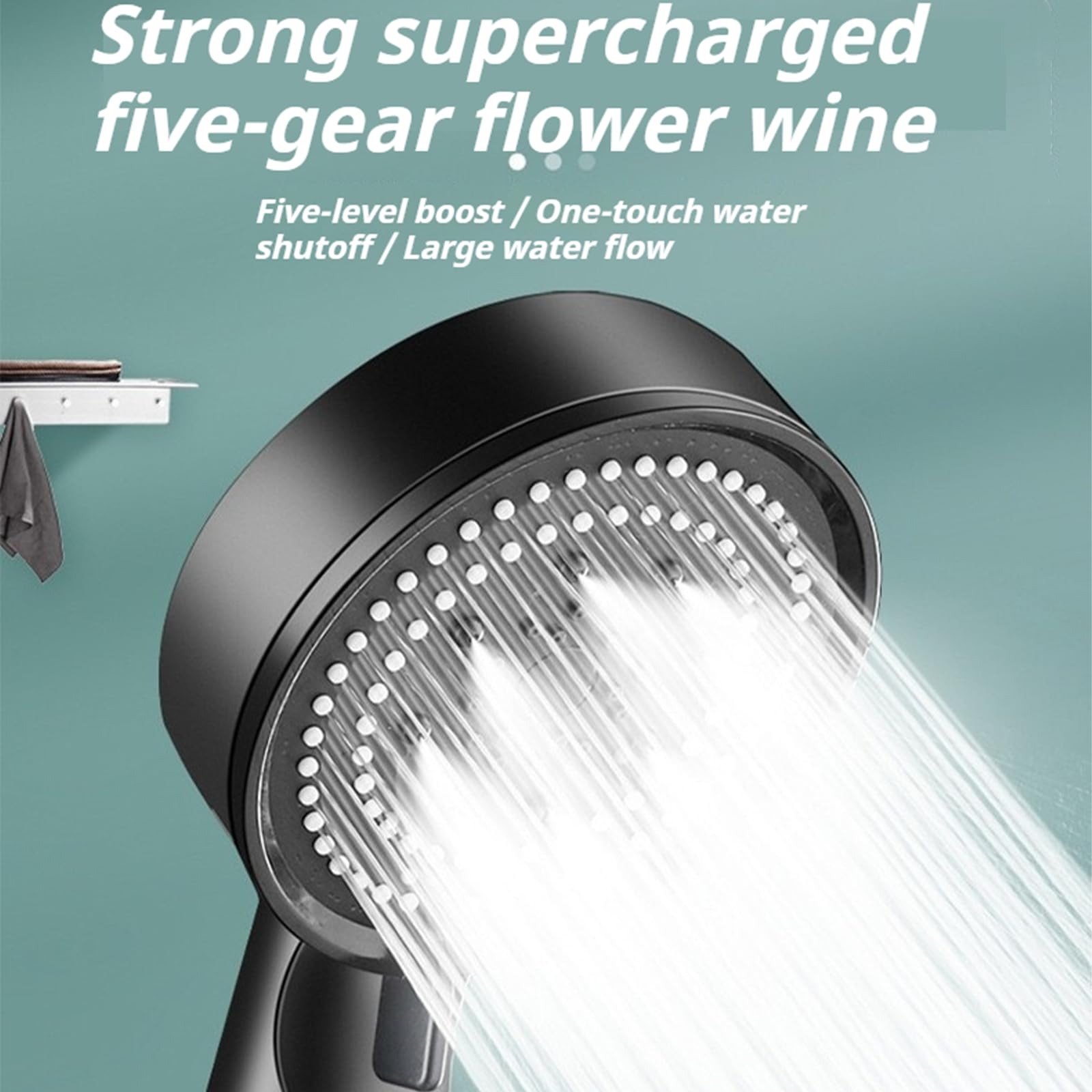 Cabezal de ducha de mano de alta presión con 5 ajustes de pulverización y filtro de agua dura, fácil instalación, estilo spa, para experiencia de ducha en casa, boquilla de silicona