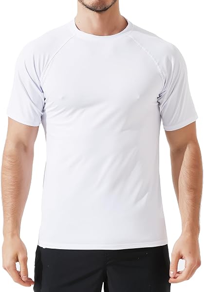 Arcweg Rashguard Mare Surf Uomo Maniche Corte Protezione Solare UV UPF 50+ Asciugatura Veloce Maglia Anti UV Pescs Stile Sciolto Elastica Maglietta Piscina - 1
