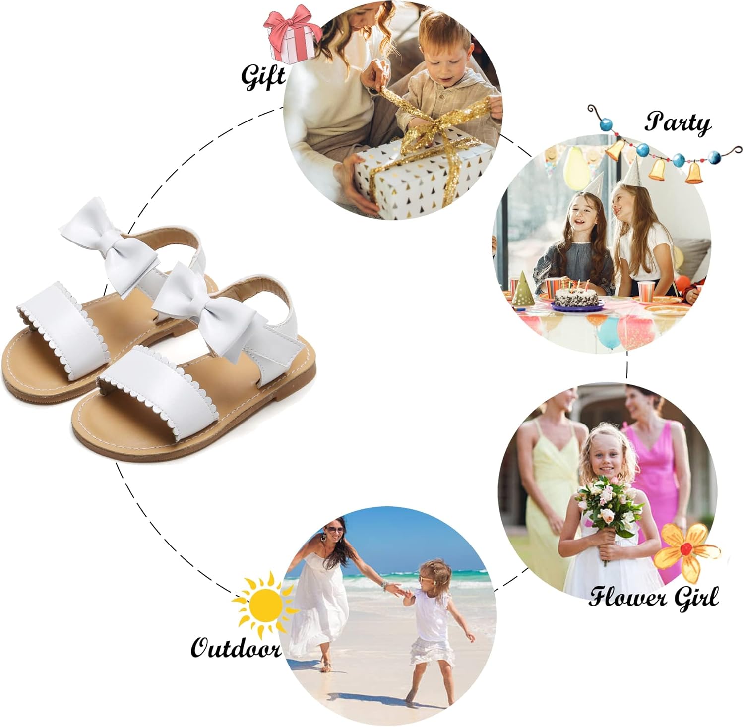 Felix & Flora Toddler Girl Sandals - Flower Girl Dress Shoes Open Toe Little Kid Summer Flats - Image 4