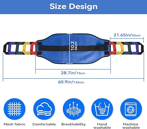 Vista 24 de Cinturones de marcha con eslinga de transferencia, cinturones de transferencia acolchados, cinturón de elevación de pacientes resistente, ayuda