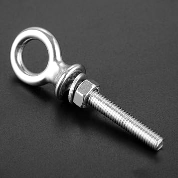 Yetaha M6*40 Stainless Steel Lifting Eye Bolts with Washer and Nut, Heavy Duty Long Shank Nut for Hanging/Suspending/Fastening Items