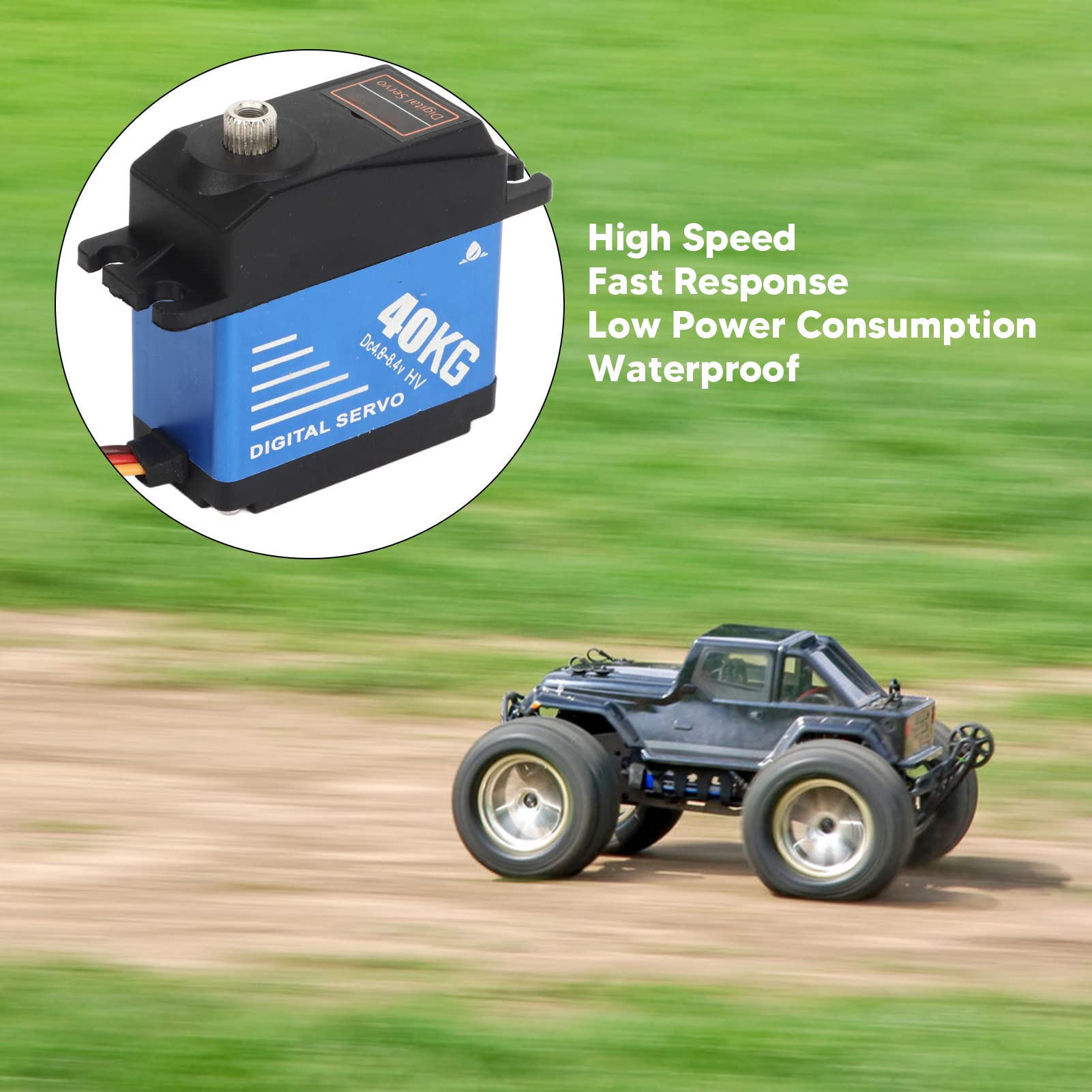 Servo de engranaje de metal resistente al agua de alto par de 40 kg para coches RC 1/10 1/8