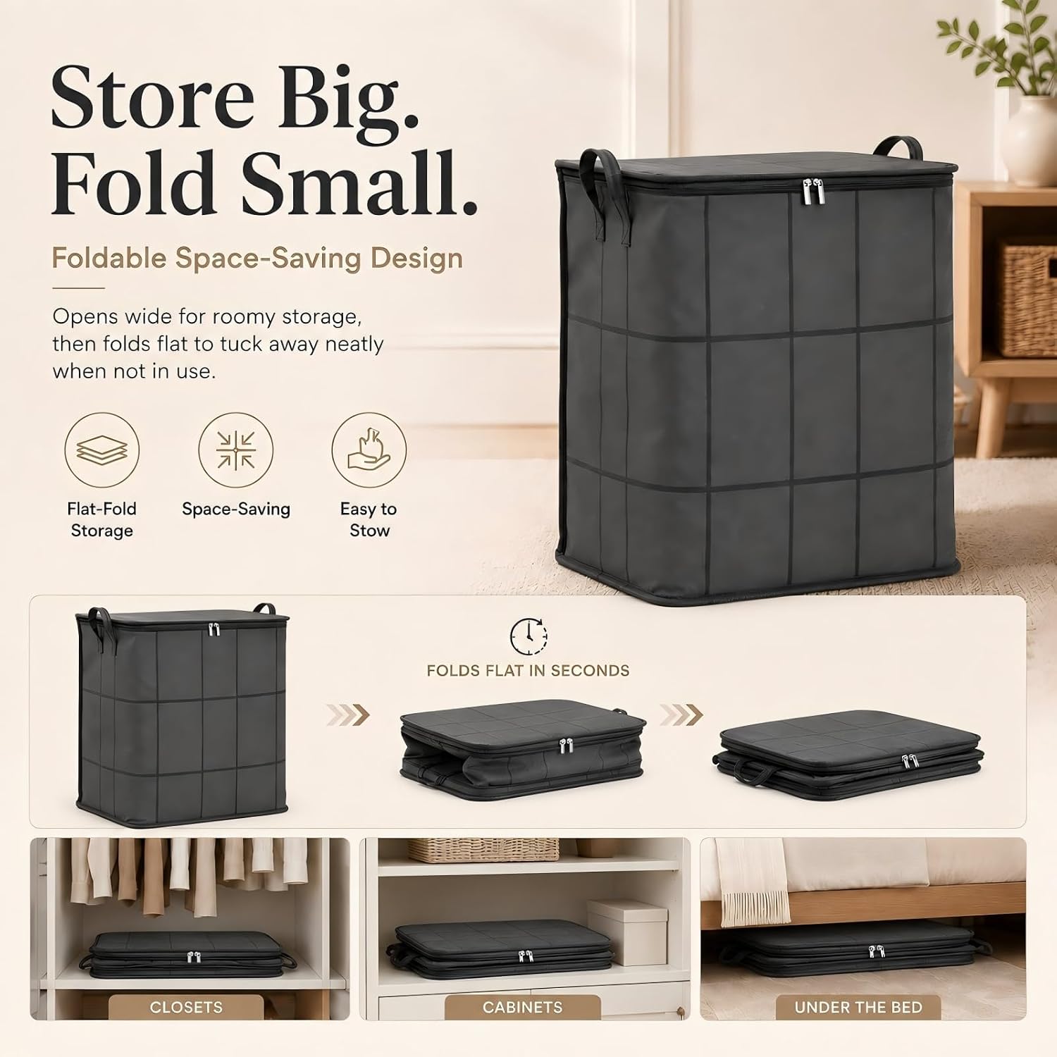 XXL Foldable Storage Bag with Reinforced Handles Portable Moving, S