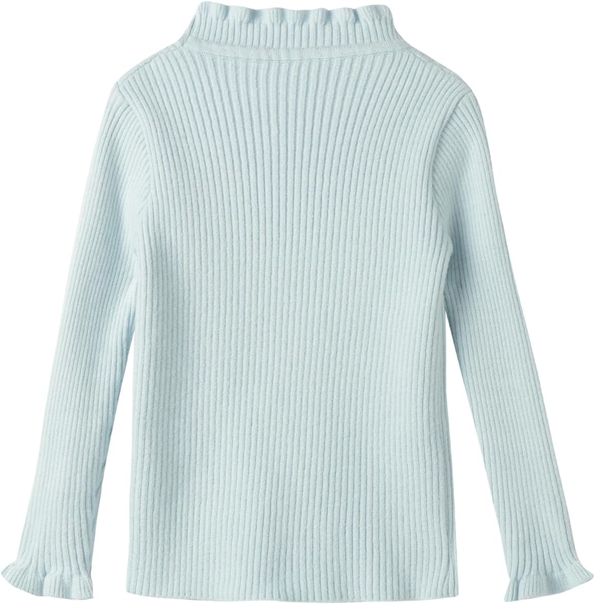 Mud Kingdom Girls Mock Neck Sweater Long Sleeve Knit Top Solid Ruffled Collar Undershirt Slim Fit Lettuce Trim