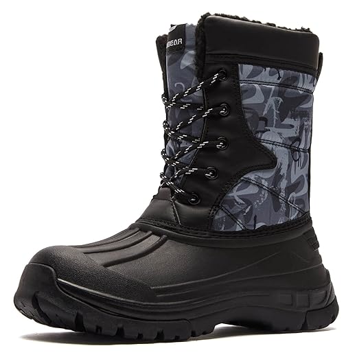 BODATU Boys' Waterproof Winter Snow Boots with Insulation for Cold Weather