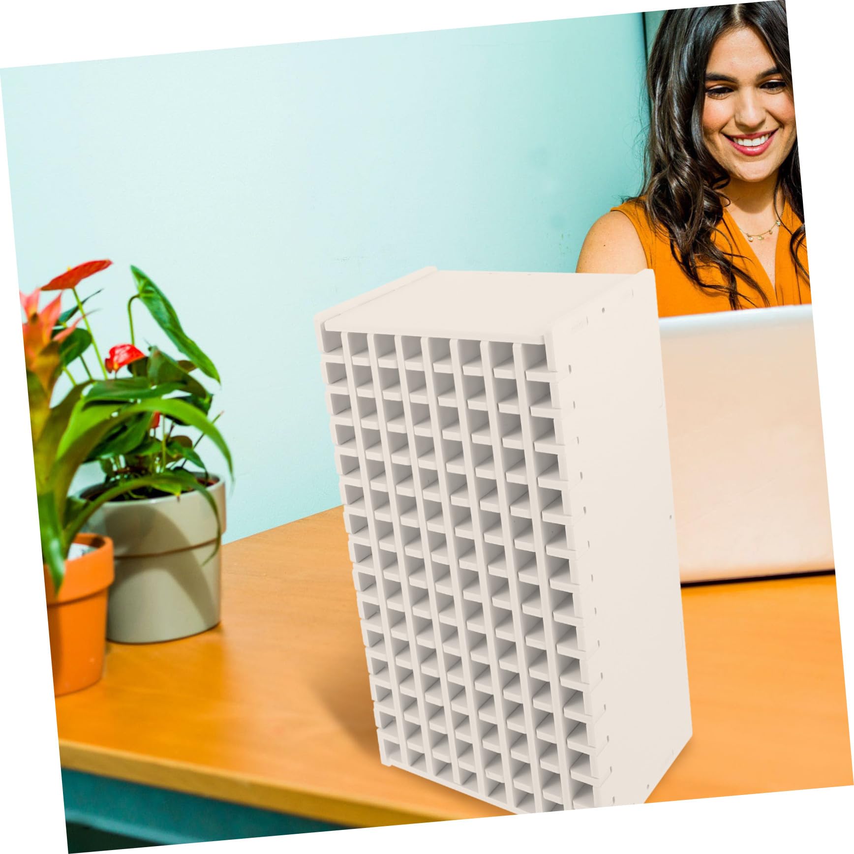 Veemoon Portapenne in Legno Bianco Multifunzione 6 Scomparti per Ufficio e Scuola, Organizer da Scrivania Sicuro e Capiente per 120 Penne