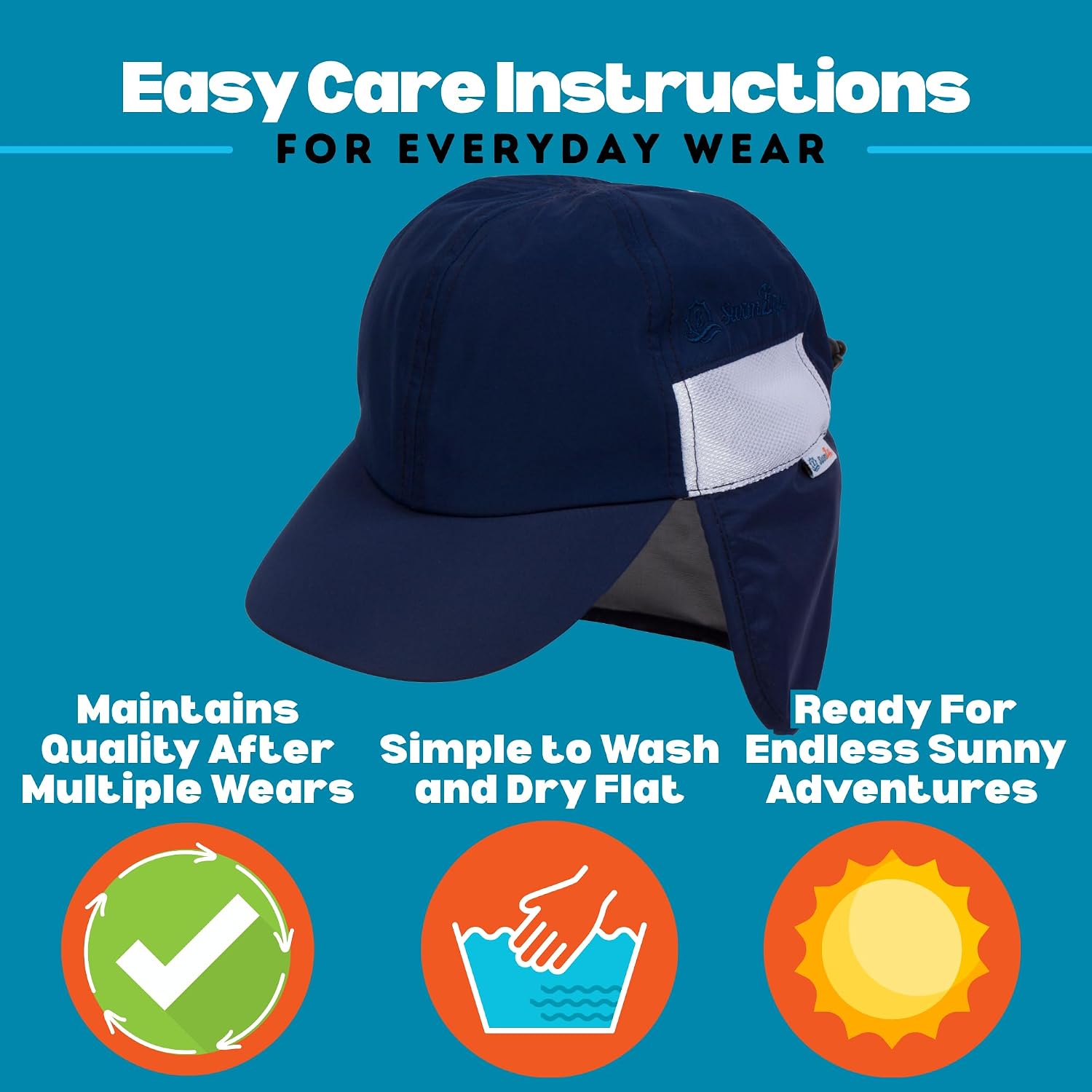 SwimZip Sun Hat with Neck Flap | UPF 50+ Protection for Baby, Toddler, and Kids