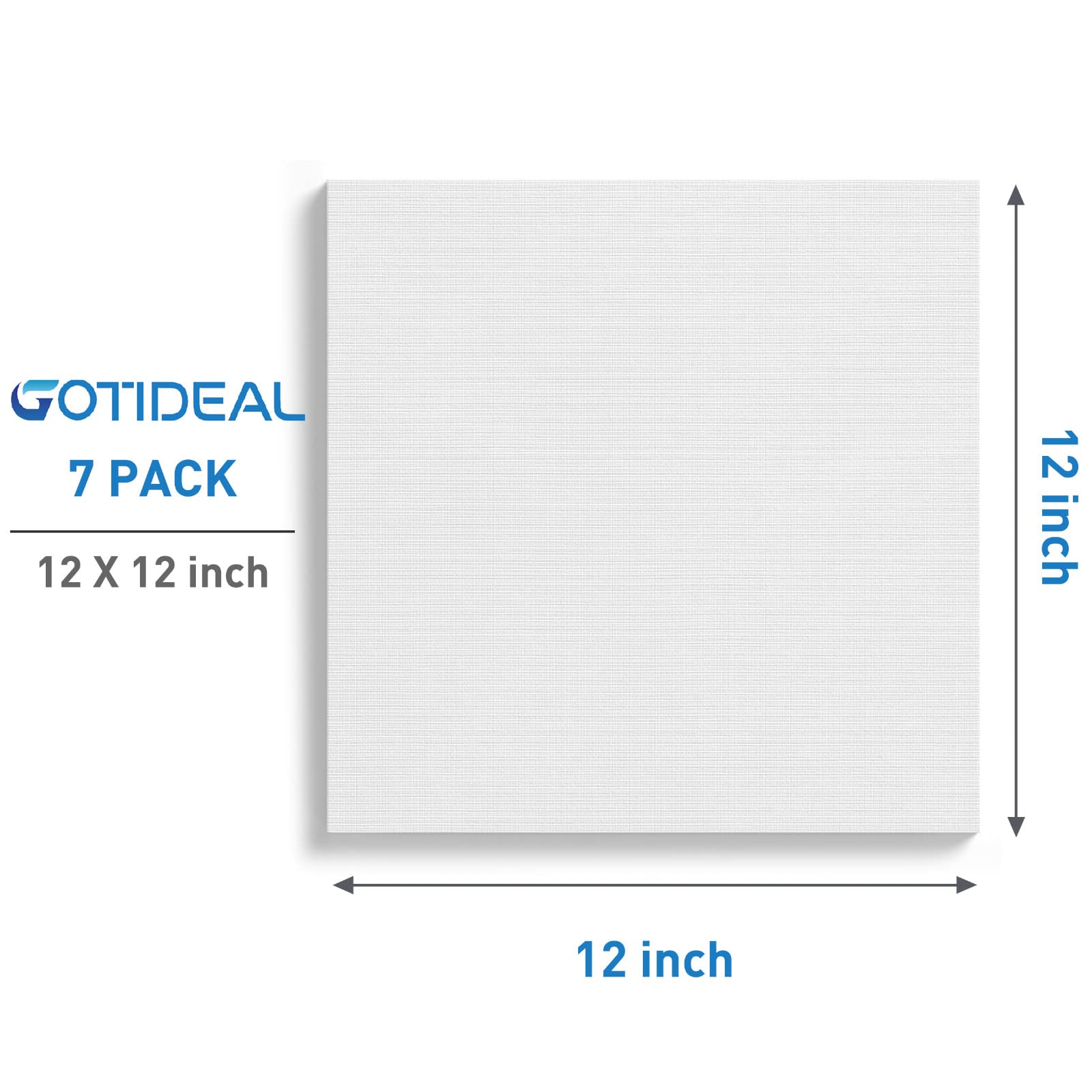 GOTIDEAL Lot de 7 toiles étirées à peindre - Blanc apprêté - 100 % coton - Pour peinture acrylique, peinture à l'huile et supports d'art secs et humides - 30,5 x 30,5 cm