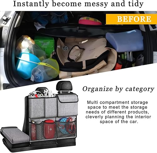 Miniatura 5 de Mandark Organizador de maletero de automóvil, contenedor de almacenamiento desmontable para colgar en el respaldo del asiento del vehículo con