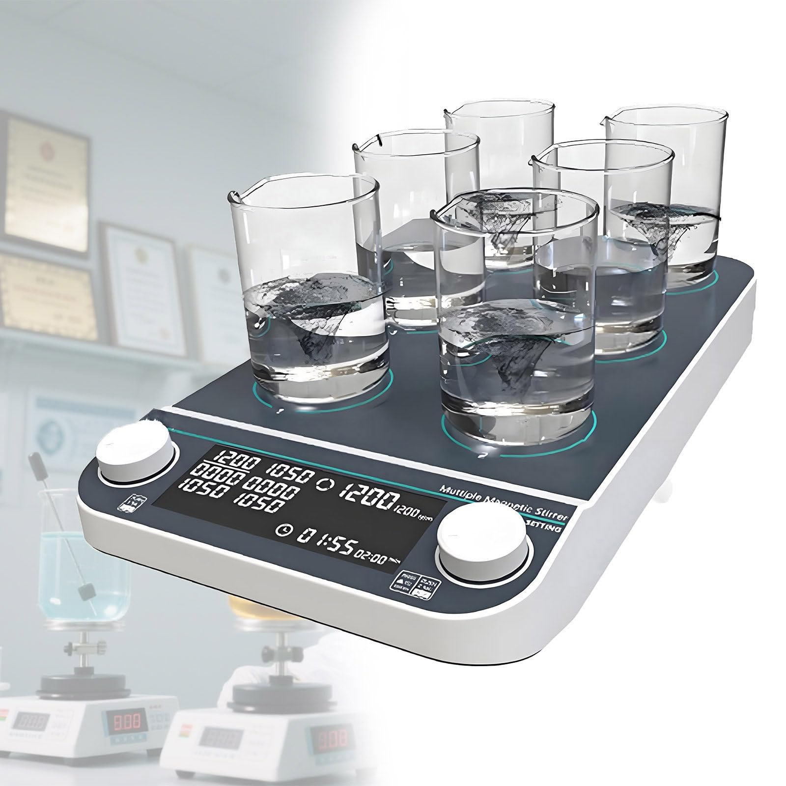 Mélangeur magnétique de laboratoire avec affichage LED réglable, agitateur multi-positions pour la recherche et les laboratoires scolaires, parfait pour les expériences scientifiques