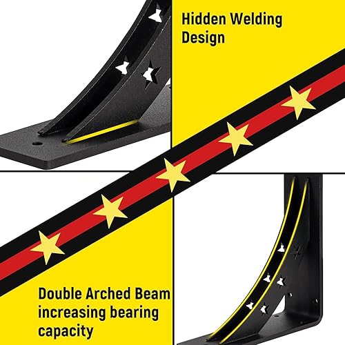 Miniatura 10 de Soportes de estante resistentes de 7 x 6 pulgadas, carga máxima de 900 libras, soportes de metal de aleación de alta calidad (juego de 2) soportes