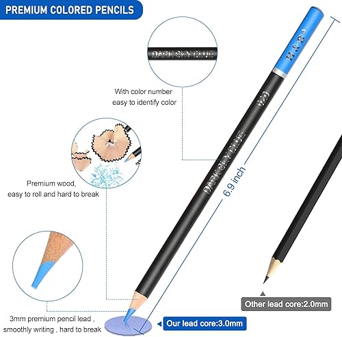 Miniatura 5 de Juego de lápices de dibujo 51 unidades de lápices de dibujo profesional en estuche de transporte con cremallera suministros de arte conjunto de