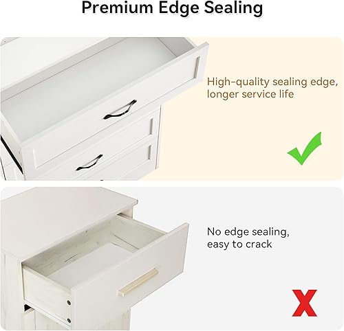 Miniatura 7 de GAOMON Cómoda de madera de 5 cajones para dormitorio, torre de almacenamiento con asas, armario de almacenamiento, cómoda para armario, sala de