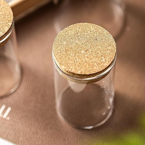 Miniatura 4 de Recipiente de almacenamiento de vidrio de 10 onzas  Tarros de vidrio herméticos con tapa de corcho, tarros de especias, tarro de caramelo, tarros de