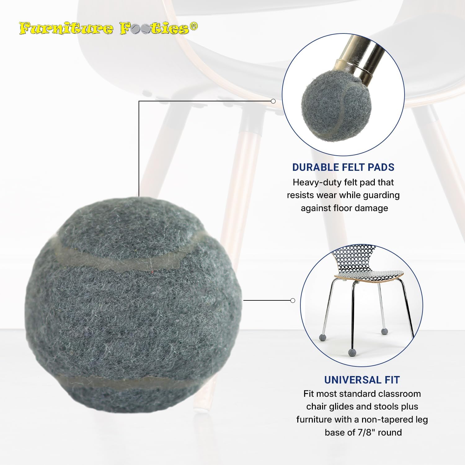 Small PreCut Tennis Ball Glides for Chairs Desks Tables Stools Walkers Leg Floor Protector Heavy Duty Long Lasting Felt Pad Glide Coverings for Hard Floor Surfaces - 100 Count