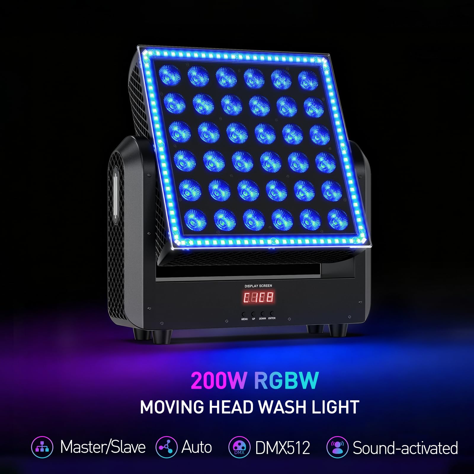 200W Moving Head Wallwasher Licht, 36 LED RGBW 104 Autoprogramme Soundsteuerung d-mx512 für Bühne Party Hochzeit Weihnachten Halloween DJ