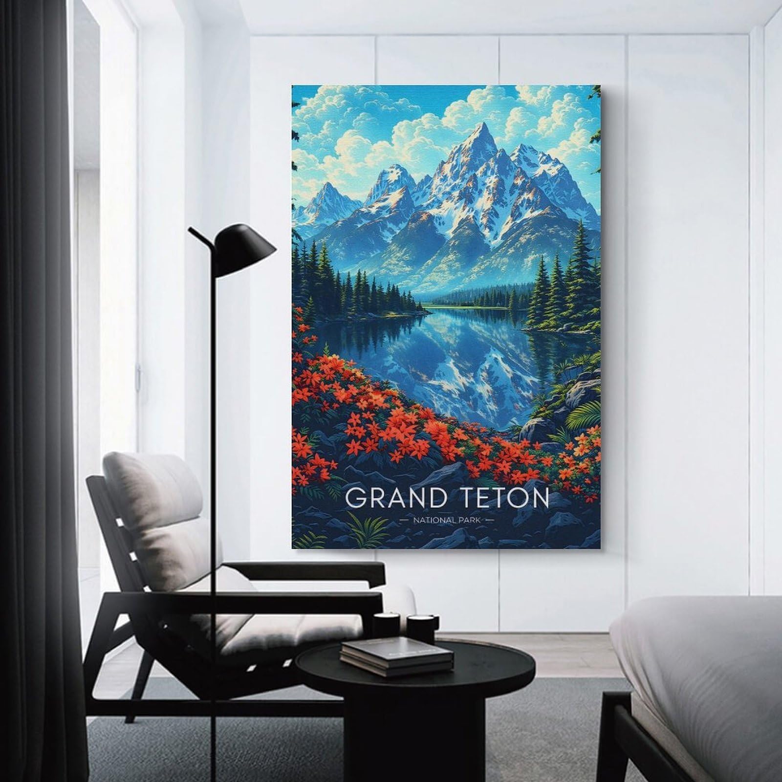Junmoney Grand Teton National Park Vintage (2) Wall Decor Canvas Print, 16x24inch(40x60cm), for Home Lounge, Bedroom Or Reading Nook, Decorative Artwork for Empty Walls