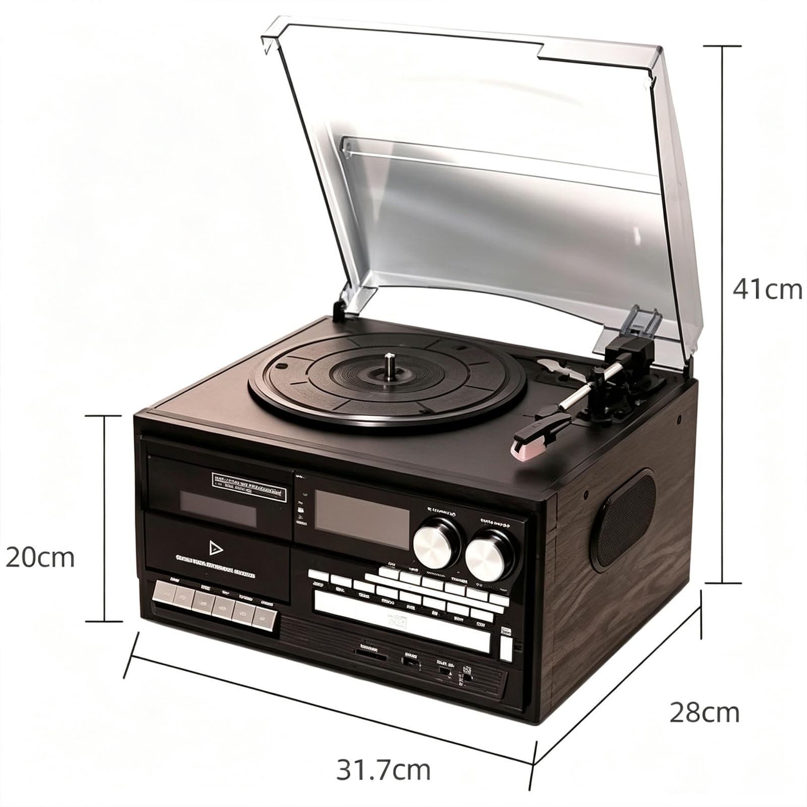 Gramofon Winylowy, Retro Gramofon Bluetooth, Gramofon Vintage Z 3 Prędkościami Bluetooth, Odtwarzacz Kaset Cd, Radio Am/fm, Nagrywarka Usb, Wejście Aux, Do Domowej Rozrywki