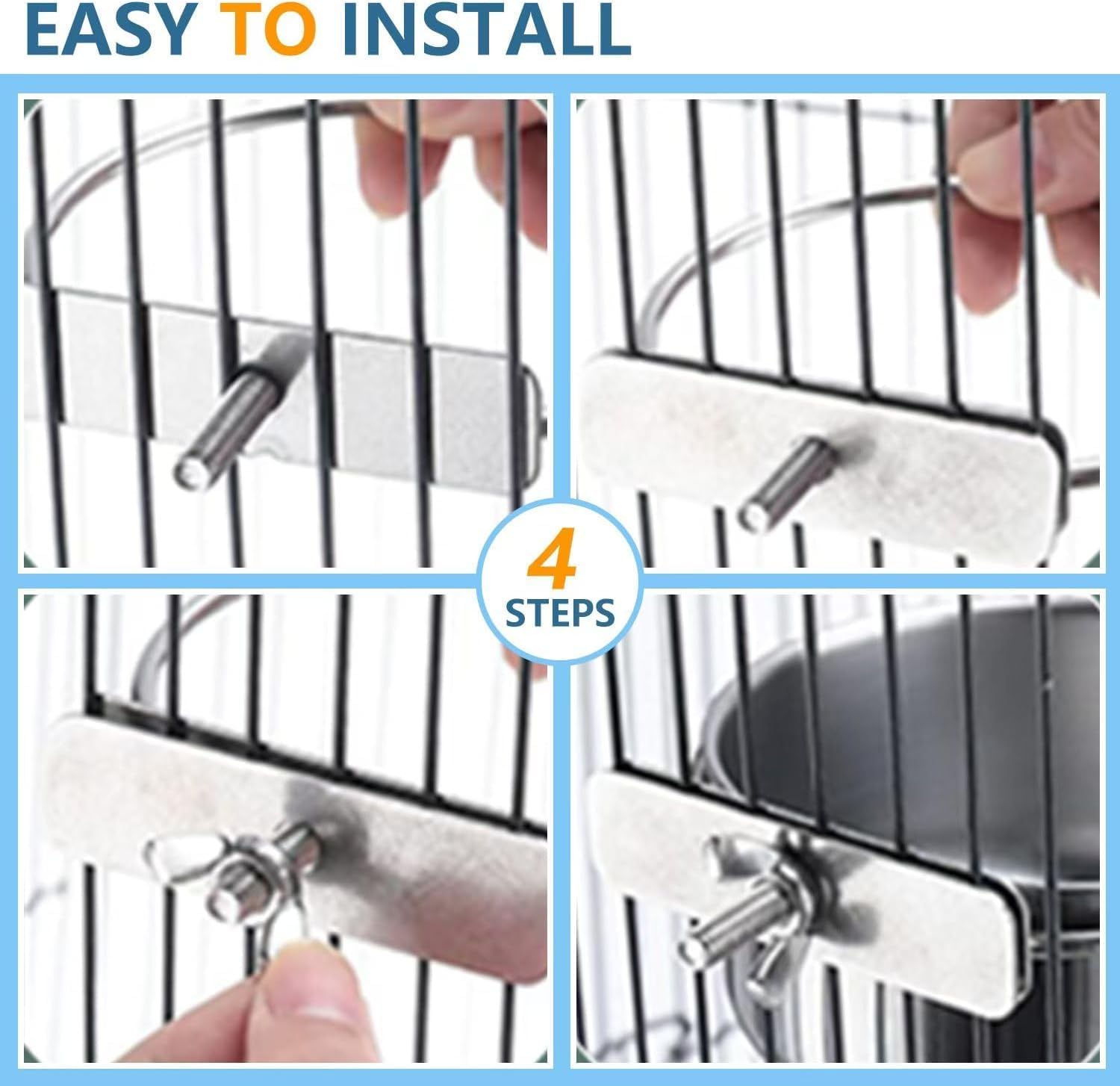 RoverPets Pet Food Water Bowl with Clamp Holder Stainless Steel Coop Cup Hanging Feeder for Dog Bird Parrot Cat Rabbit (Design - 3, Bird Bowl - 250 ML Hanging Bowl) 3