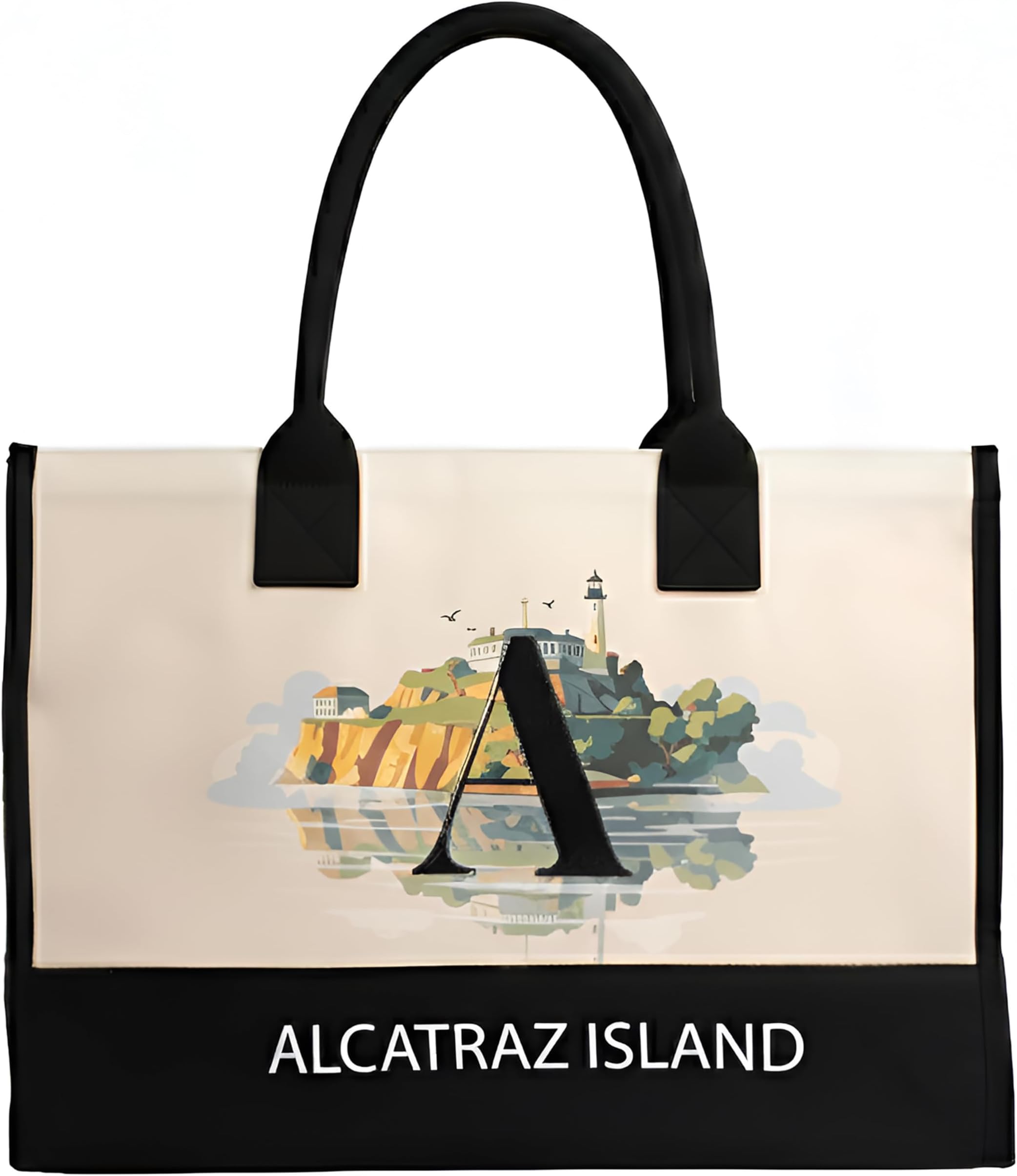 - 100% Cotton Personalized Everyday Canvas Initial Tote Bag for Women, Monogrammed Large Utility Bag for Beach