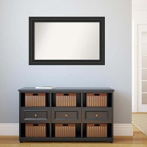 Miniatura 5 de Amanti Art Espejo de baño negro para sobre fregadero, 27 x 42 pulgadas, espejo rectangular negro de naufragio, marco de madera rústica grande, se