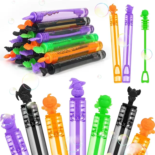 SULOLI 24 Mini Pompas de Jabón - Palo de Burbujas Halloween para Niños