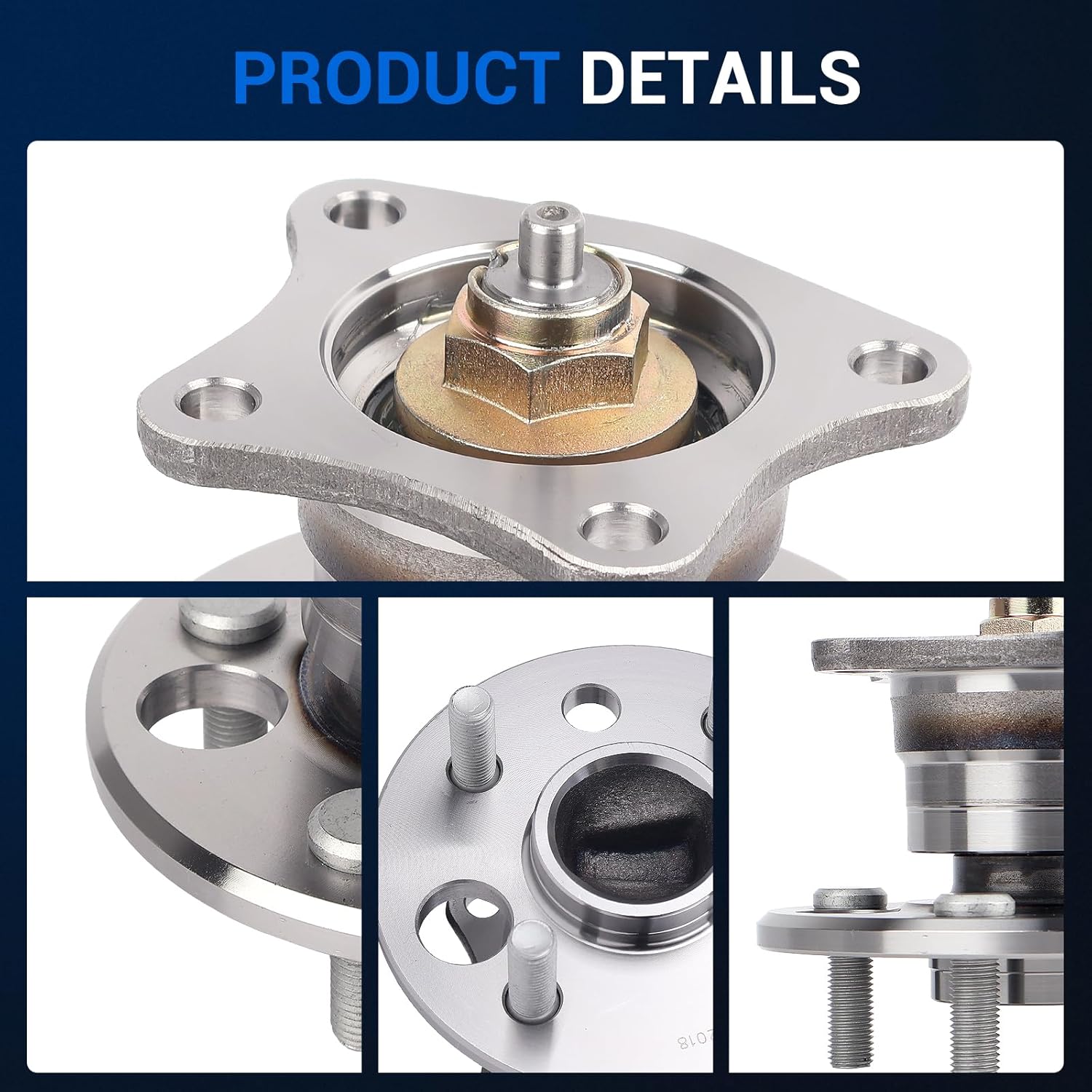 Autoround 512018 Rear Wheel Bearing and Hub Assembly fit for Toyota Corolla 1993-2002, Geo Prizm 1993-1997, Chevy Prizm 1998-2002, 4 Lugs Non-ABS