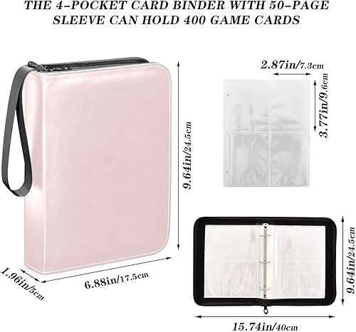 Miniatura 3 de Álbum de colección de tarjetas Misty Rose, cierre de cremallera anticaída, resistente al agua y fácil de limpiar