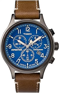 ساعة تايمكس للرجال مع سوار جلدي بني، انالوج