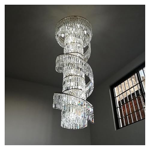 Luxury Crystal Duplex Building Hollow Living Room Lamp Large Simple