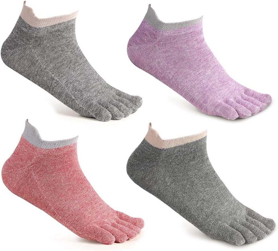 Toe Socks No Show Cotton Low Cut Five Finger Socks Athletic for Women