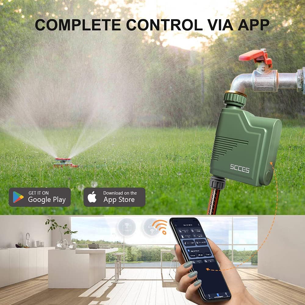 Buy SCCES Sprinkler Timer with WiFi Hub, Smart Hose Faucet Timer with Metal Threaded Coupling