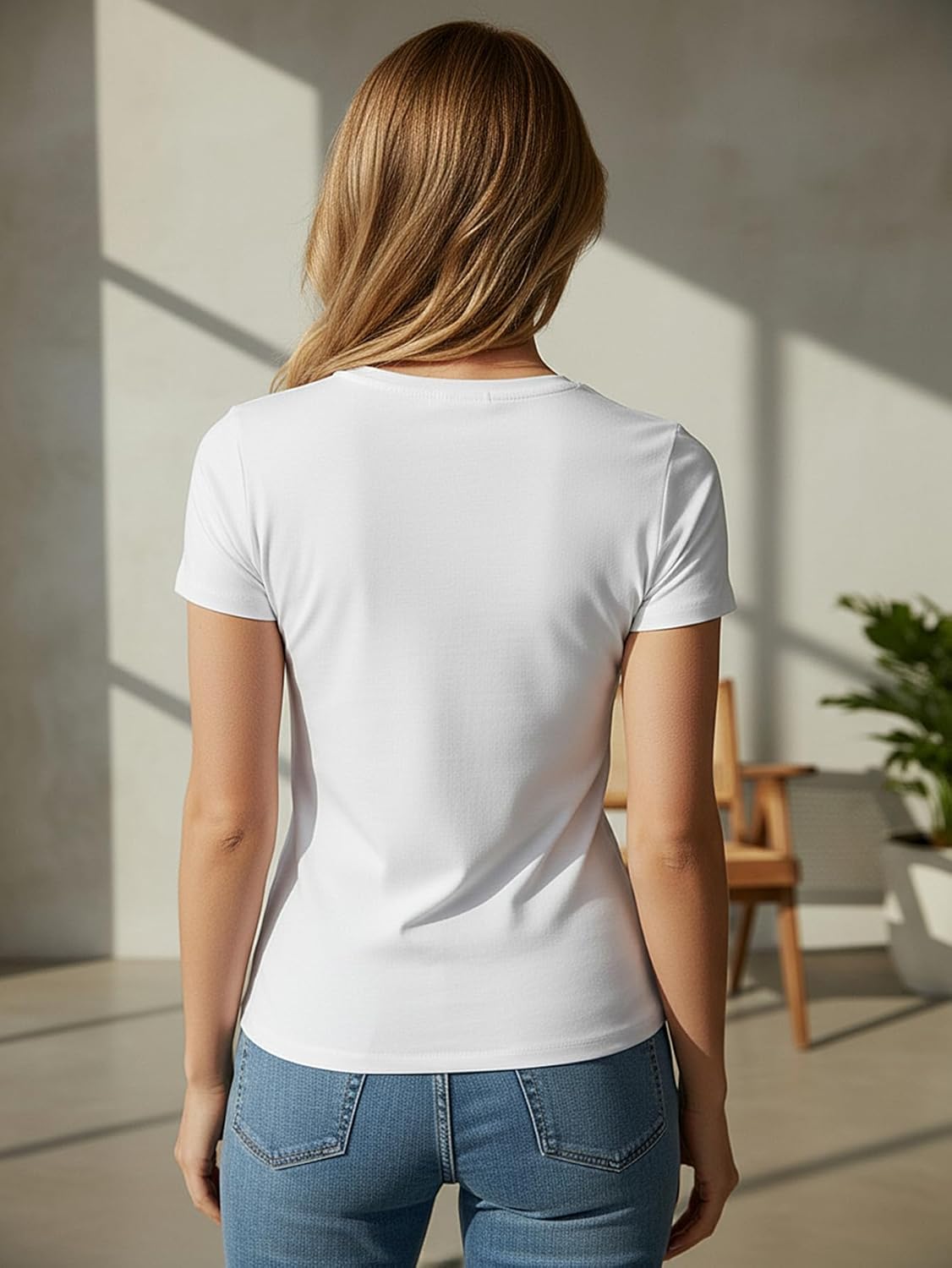 Women's 4 Pack Crop T Shirts Summer Crew Neck Short Sleeve Fitted Basic Tee Tops - Image 2