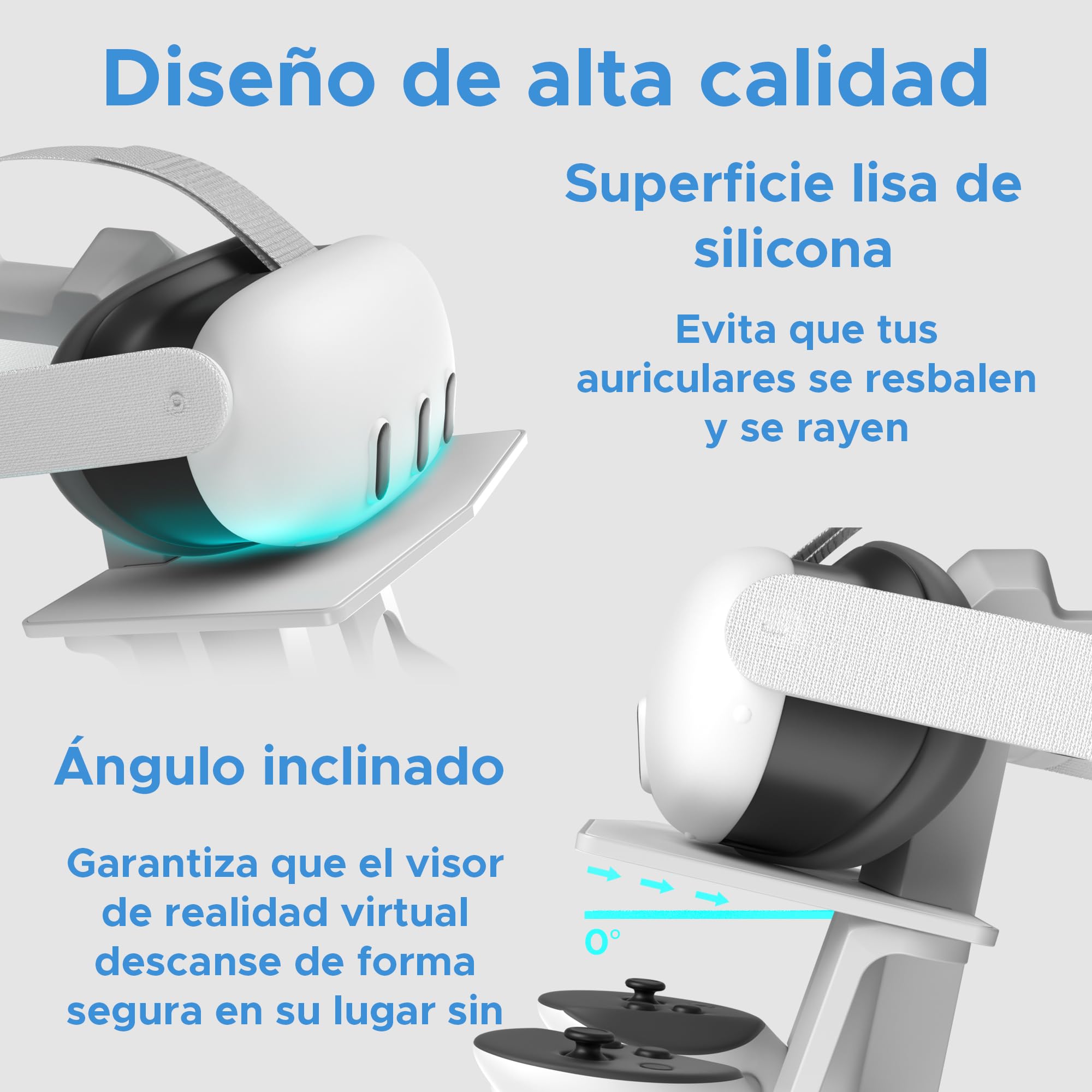 Digicharge Soporte de Auriculares VR para Meta Quest 3S, Quest 3, Oculus Quest 2 VR Mount Display Storage para Auriculares y Controladores táctiles