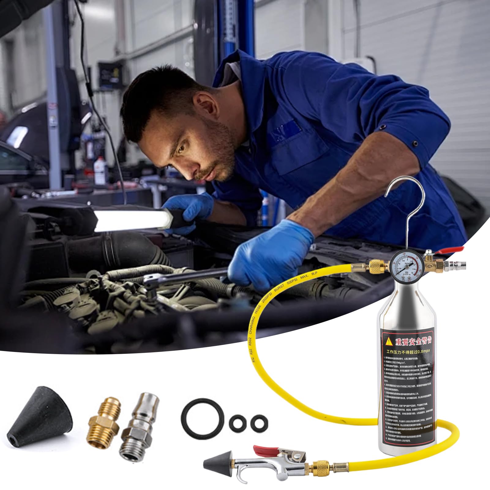 Kit Di Lavaggio A/C Strumento Pulizia E Lavaggio Tubi A/C | Set Di Lavaggio Aria Condizionata Auto Per Manutenzione Impianto A/C Di Auto, Camion, SUV, Furgoni, Camper, Autobus,