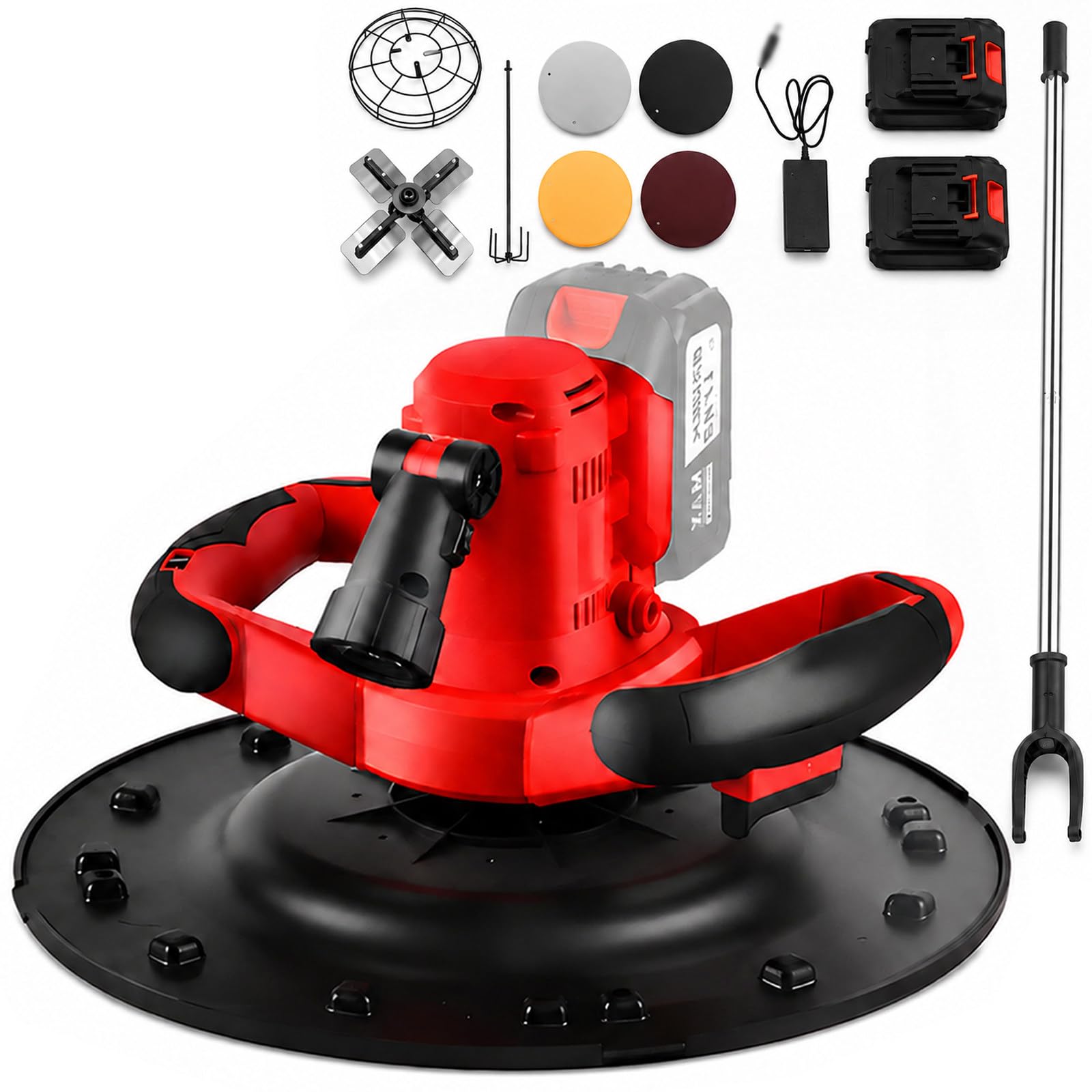 vnmudzeo Brushless Wall Smoothing Machine,6 Gear Speed Control,600-900W Electric Concrete Cement Mortar Trowel,for Concrete Floor Troweling 13000mAh