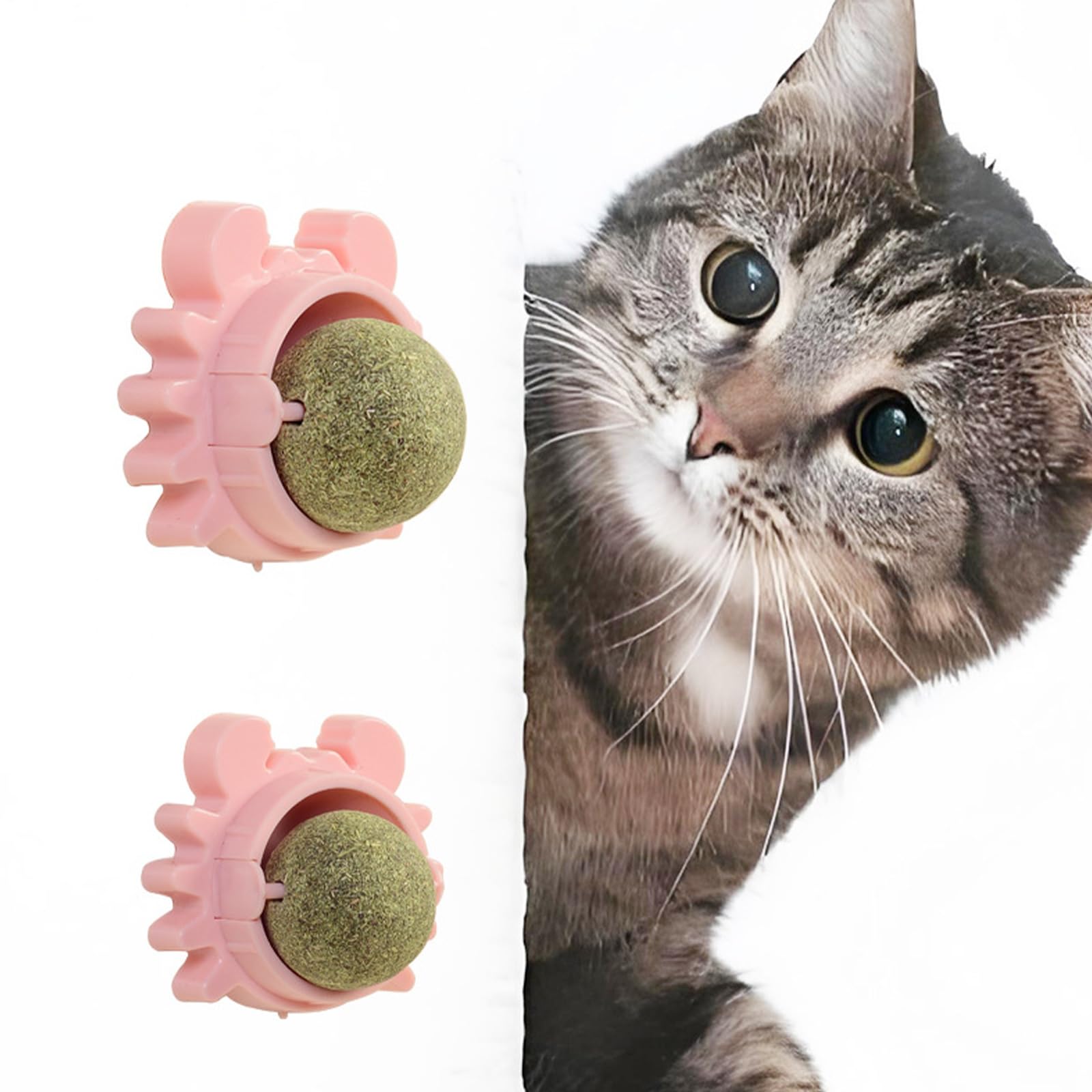 Catnip Balls Toy for Cat Wall Catnip Roller for Licking Teeth Cleaning Dental Edible Kitten Toy, Natural Rotating (Pink+Blue+Green) - Image 4