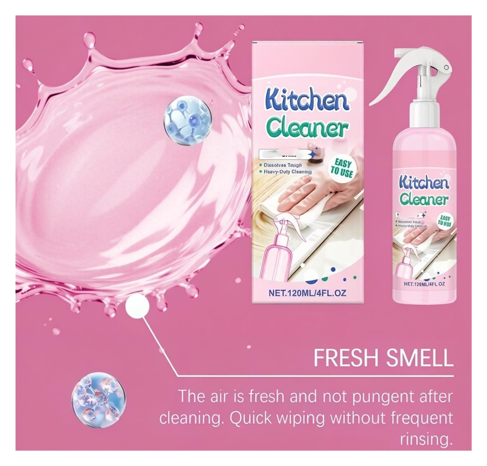 Limpiador de cocina de 120 ML, diseñado específicamente for campanas extractoras y estufas, elimina poderosamente la grasa(2pcs)