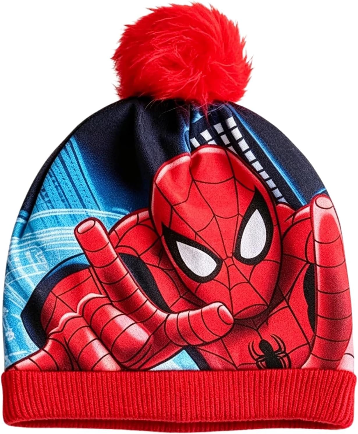 Spider Beanie Hat Scarf Gloves Set, Knitted Pom Pom Beanie, Long Scarf & Warm Gloves Winter Accessory Kit