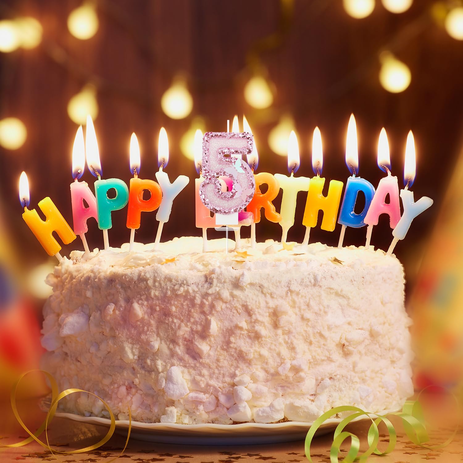 Bougies D'anniversaire Numéro 5,3D Rose Bougie Chiffre 5,Papillon Decoration Gateau Anniversaire,Bougies Gâteau Topper Decoration,Pour Les Enfants, Adultes